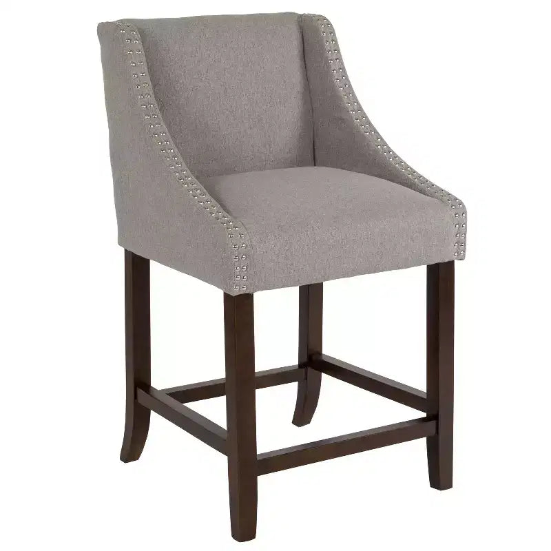 2 Pk. 24 High Transitional Walnut Counter Height Stool with Accent Nail Trim