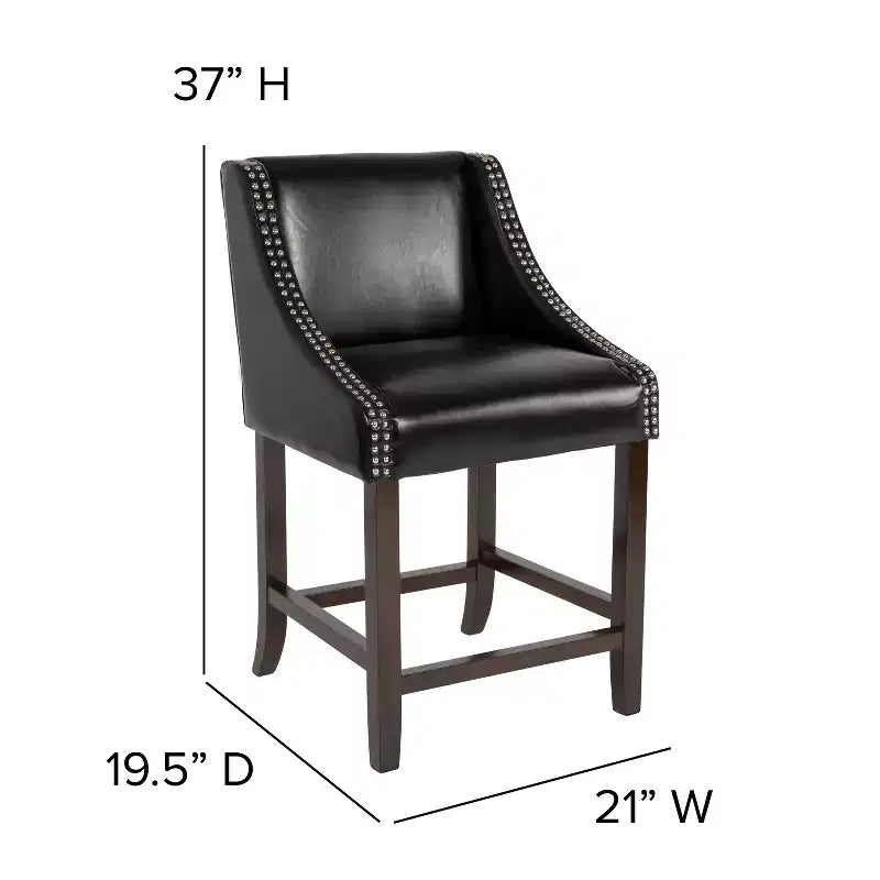 2 Pk. 24 High Transitional Walnut Counter Height Stool with Accent Nail Trim