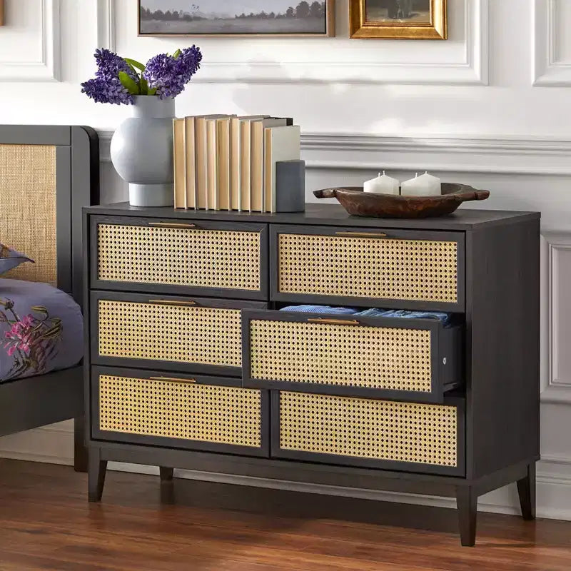 Andros 6 Drawer Dresser with Faux Cane Drawer Fronts