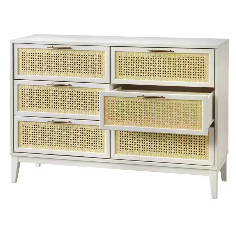 Andros 6 Drawer Dresser with Faux Cane Drawer Fronts
