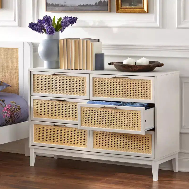 Andros 6 Drawer Dresser with Faux Cane Drawer Fronts