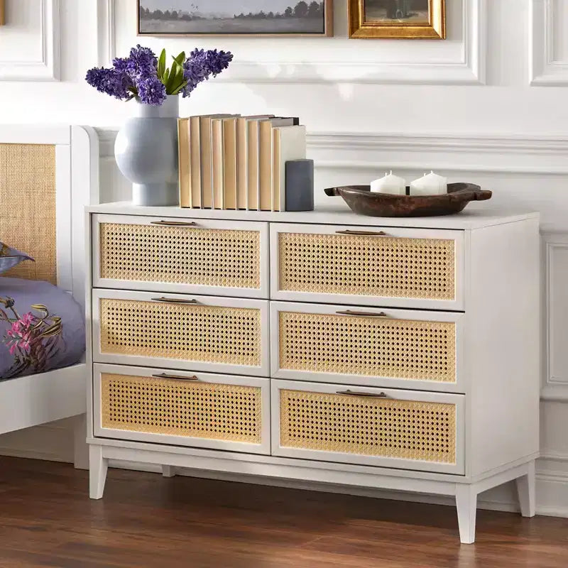 Andros 6 Drawer Dresser with Faux Cane Drawer Fronts