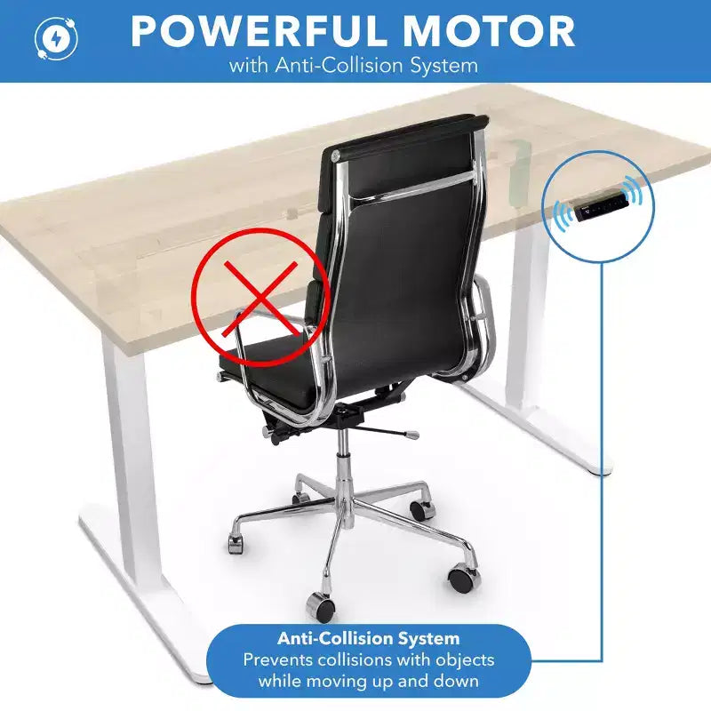 Electric Sit-Stand Desk with Tabletop - White / Maple